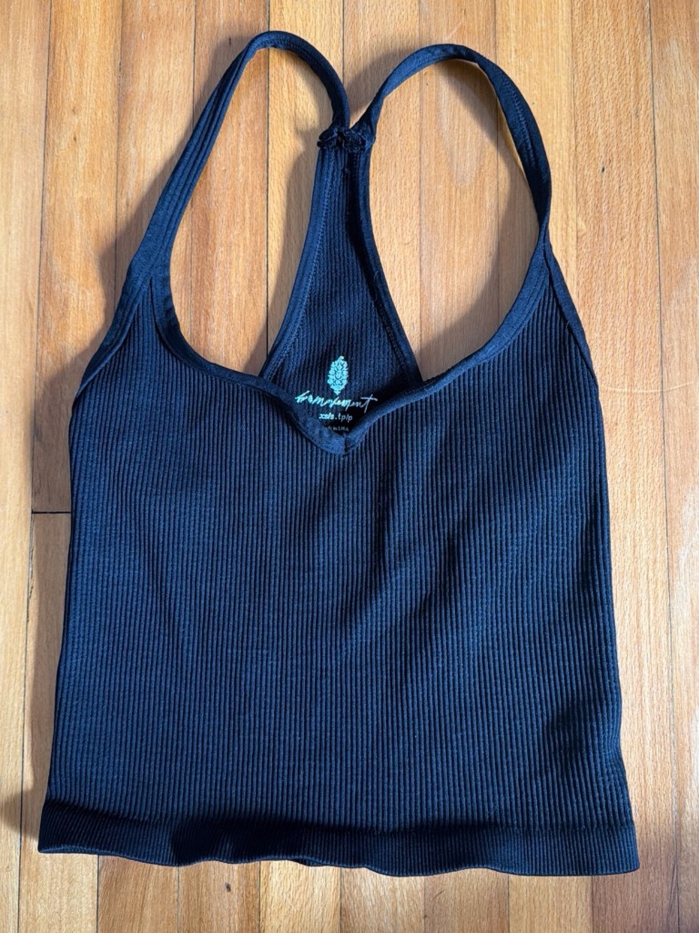 Free People Black Ribbed Racerback Tank